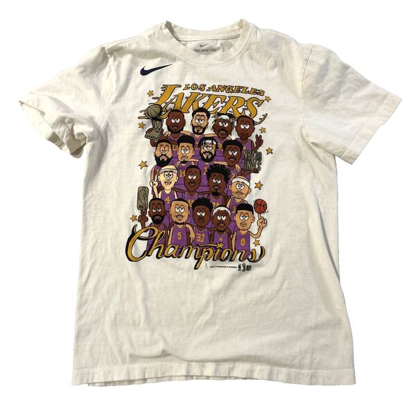 Nike Los Angeles Lakers Championship Shirt  Sz S Caricature 2020 Finals LA NBA - Picture 1 of 7